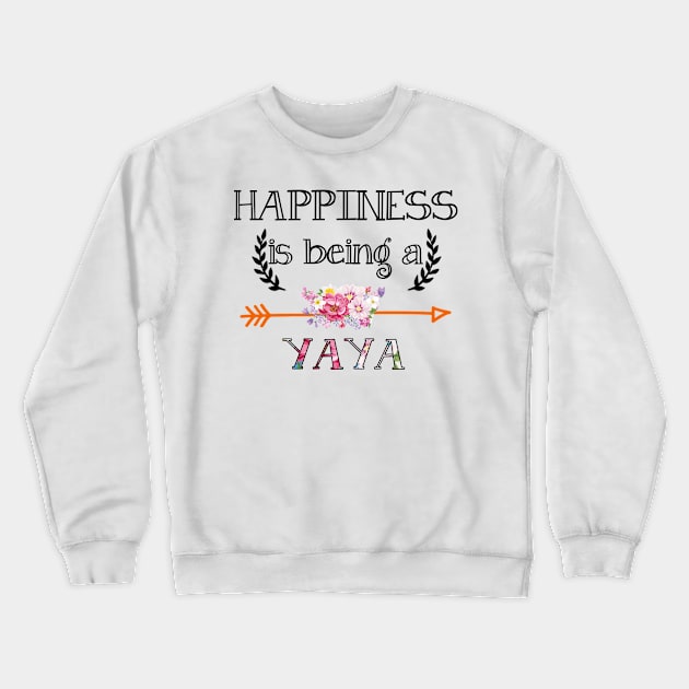 Happiness is being Yaya floral gift Crewneck Sweatshirt by DoorTees